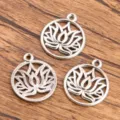 Silver lotus flower metal charms, alloy DIY jewelry pendant accessories for craft projects. - Style 5 Lotus Pendant / 1 Piece (19x22mm)