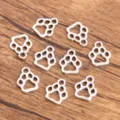 Silver paw print charms pendant DIY jewelry accessories material package for craft making. - Style 11 Metal Paw Print Charm