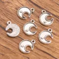 Silver alloy moon star charms DIY jewelry pendants antique silver finish cute craft accessories - Style 7 Moon / 13*17mm (0.9g/pc)