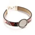 DIY PU Leder Legierung Tablett Armband Mode Schmuck fur Damen Accessoire 18 24mm - Muster 3 / 18mm / Silber