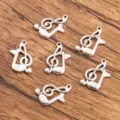 Silver music note charm alloy jewelry pendant accessory set for DIY craft making - Music Note Style (No.17) / 12x21mm (1.2g)