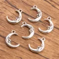 Silver celestial moon face charms for DIY jewelry making, vintage style alloy pendant pieces. - No.8 Moon / 15*22mm (1.9g/pc)