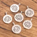 Silver Lotus Flower Metal Pendant Charms DIY Jewelry Making Accessories Variant Style - Style 7 Lotus Pendant (7) / 1 Piece (15x20mm) / Antique Silver