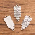 Breloques connecteur hibou argent ancien double boucle alliage fabrication bijoux DIY - Style Connecteur Hibou (#6) / 13x29mm