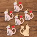 DIY lega smalto carino gatto ciondolo KC oro animale gioielli fai da te accessori 1pz - Rosa