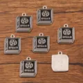 Metal alloy book shape charms with black enamel finish, perfect for DIY jewelry making. - Book Style (No.1) / 17x21mm