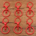 Red metal lobster clasp keychains set, DIY jewelry making craft accessories parts supplies. - Red