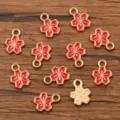 Rote Emaillierte Blumen Legierung DIY Charms Anhänger Zubehör für Schmuckherstellung Basteln - Rot