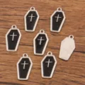 Gothic coffin cross metal charms black enamel pendant DIY jewelry making supplies accessories - Coffin Style (No.3) / 12x24mm