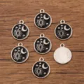 Black enamel sun moon star alloy charms pendant jewelry making DIY crafts accessories wholesale - Sun Moon Stars (No.4) / 16x19mm