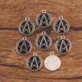 Alloy black enamel pentagram charm geometric round pendant DIY jewelry making accessory - Pentagram Style (No.5) / 16x19mm
