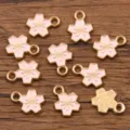 Vergoldete Legierung rosa Emaillierte Kirschblüte Charms DIY Schmuck Anhänger basteln - Rosa