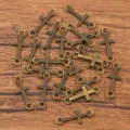 Detailansicht von DIY Metall Kreuz Verbinder Anhaenger, vintage bronze Schmuck Zubehoer 8x19mm - 1 Stück / Antikbronze