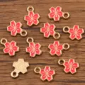 DIY Rosa Blumen Anhänger KC Gold Legierung Schmuck Herstellung Zubehör 8x11mm Variante - Fuchsia