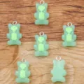 Resin skeleton bear charm DIY pendant, green translucent Halloween jewelry accessory. - Green