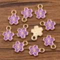 DIY Legierung lila Blume Emaille Anhänger KC Gold Metall Schmuckherstellung Zubehör. - Lila
