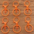 Orange Metal Keychain Lobster Clasp DIY Jewelry Making Accessories Set of 6 - Orange