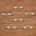 Connecteurs de bijoux cœur de rythme cardiaque en argent breloques accessoires DIY. - Connecteur ECG Battement de Cœur (No. 34) / 19x22mm