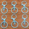 Light blue metal lobster clasp keychain DIY jewelry accessories set, durable metal material. - Blue