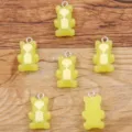 Pendentif Ours Squelette en Résine Jaune DIY Accessoire Bijou Charm Halloween 12x20mm - Jaune