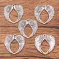 DIY silver alloy heart wing charms, vintage angel pendants for unique jewelry making - Angel Wing / 24x24mm (2g) / Silver