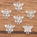 Silver butterfly charms connectors for DIY jewelry making, bracelets, and necklaces design. - Butterfly Style Connector (No. 1) / 14x14mm