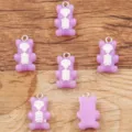 Pendentif d'ours squelette en résine violette, accessoire de bijoux DIY, style Halloween. - Violet