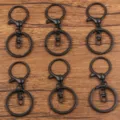 Black metal keychain hardware set, lobster clasp and split rings for DIY crafts. - Black