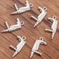 DIY zinc alloy tool pendants, silver color jackhammer charms for handmade jewelry making. - No.7 Antique Silver - Tool Style / 12*27mm