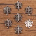 Silver Butterfly Metal Connectors Antique Finish DIY Jewelry Craft Charms Variant Pack - Hollow Butterfly Connector (No. 2) / 14x17mm