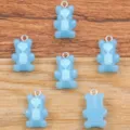 DIY pendentif ours squelette transparent en résine pour fabrication de bijoux 12x20mm - Bleu (25C05)