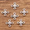 Silver metal Chinese knot charm connector for DIY bracelet necklace craft making supplies 6pcs - Chinese Knot Geometric Connector (No. 3) / 12x12mm