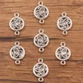Antique silver double loop connectors for DIY jewelry making, geometric metal charms crafts. - Scroll Pattern Connector (No. 4) / 12x19mm