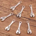 Mini wrench metal charms, silver tone DIY jewelry pendant accessories for crafting. - No.9 Wrench Style / 7*24mm / Antique Silver