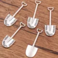 Zinc alloy shovel charms DIY jewelry making pendants miniature tools accessories craft supplies 5pcs - No.2 Antique Silver - Mini Spade Style / 15*44mm