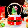 Weihnachten Schneekugel Dekoration mit Weihnachtsmann und Tannenbaum fur Tischdeko. - 2041 Sterne auf der Leiter Pflücken / Groß 100 (Schneefall+Licht+Musik)