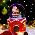 Weihnachten Weihnachtsmann Schneekugel Desktop leuchtendes Ornament Harz Deko Geschenk - Mittel 80# LED Licht+Musik / 2044 Geschenke hebend