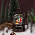 Kerst retro windlantaarn sneeuwbol ornament met Kerstman en muziekdoos voor vakantie decor. - Beer en Kerstman Stijl (2467)