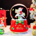Christmas snow globe with Santa Claus and unicorn, glowing desktop decoration gift. - 2354 Santa Claus Style / Large 100 Snow+Light+Music