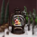 Vintage Noel Pere Noel boule a neige lanterne veilleuse boite a musique cadeau de fete deco. - Style Père Noël tenant un Renne (2467)