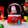 Weihnachten Schneekugel Tischdekoration leuchtende Wasserkugel mit Weihnachtsmann Geschenk für Frauen - Groß 100 Schnee+Licht+Musik / Stil Blaues Geschenk (388)