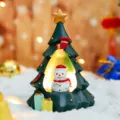 Weihnachtsbaum Harz Nachtlicht mit süßem Schneemann Figur Feiertag Tischdeko Geschenk - Kleiner Schneemann Stern Baum Lampe (2109-4B) / S / bunt
