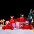 Rote Kutsche Weihnachts-Schneekugel mit Weihnachtsmann-Figur, perfekte Feiertags-Dekoration. - 2331
