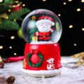 Christmas glowing snow globe desktop decoration with cute Santa Claus and tree inside for holiday gift. - Large 100 Snow+Light+Music / 2207 Santa & Tree