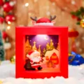 Weihnachts Quadratische Windlaterne Weihnachtsmann Dekoration LED Nachtlicht Tischgeschenk - Weihnachtsmann Mit Sack Laterne Ornament (8311) / Rot