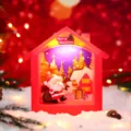 Weihnachten Weihnachtsmann LED Nachtlicht Haus Ornament leuchtende Tischdeko Festgeschenk - Weihnachtsmann Sack Musiklampe (002) / Rot
