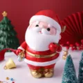 Cute resin Santa Claus figurine with gift box and apple for Christmas decoration and coin bank. - Blue Gift Standing (2109-7B) / Coin Bank