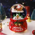 Weihnachtsschneekugel leuchtende Wasserkugel mit Weihnachtsmann rotem Sack Geschenke - 2136 Hirschschlitten / Groß 100 (Schneefall+Licht+Musik)