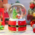 Weihnachten Santa Schneekugel Musikbox, Harz leuchtendes Deko Ornament für Zimmer - Groß 100 Schnee+Licht+Musik / 2041 Weihnachtsmann mit Geschenkanhänger