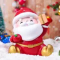Süßer Weihnachtsmann Harz Tischdekoration Nachtlicht Schlafzimmer Deko Weihnachtsgeschenk - Sitzender Weihnachtsmann Gelbe Geschenkbox (2109-8) / Gelb